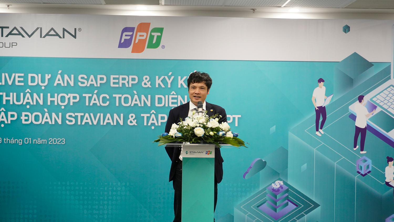 3. Ông Nguyễn Văn Khoa - Tổng Giám đốc Tập đoàn FPT tin tưởng sự hợp tác giữa hai công ty sẽ thúc đẩy quá trình số hóa cho Stavian.
