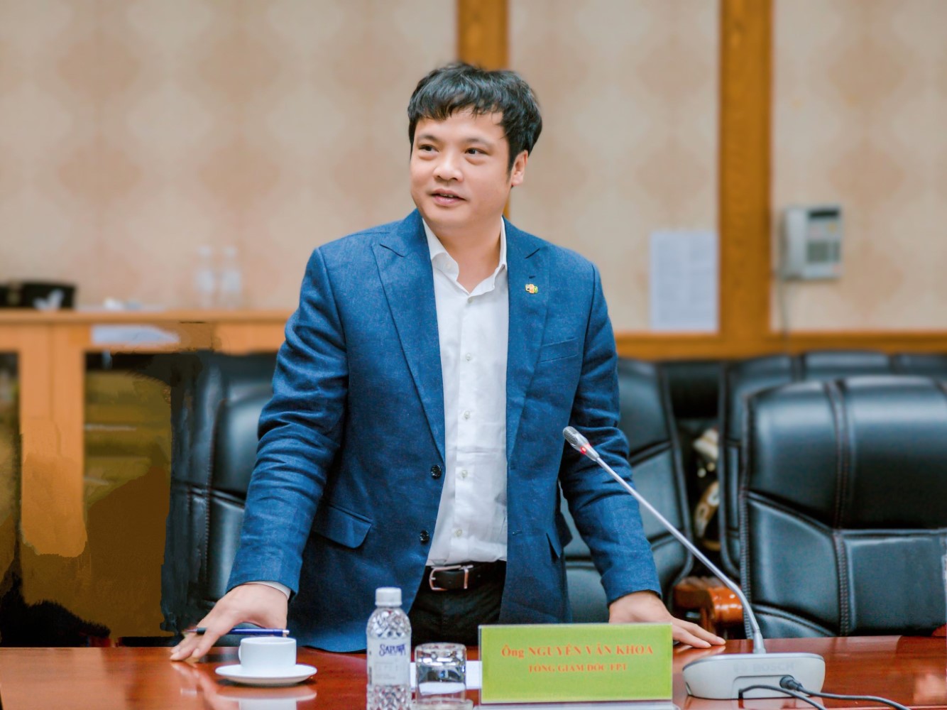 Đại diện Liên danh Nhà thầu FPT - Petro South, Ông Nguyễn Văn Khoa, Tổng Giám đốc FPT phát biểu cam kết.