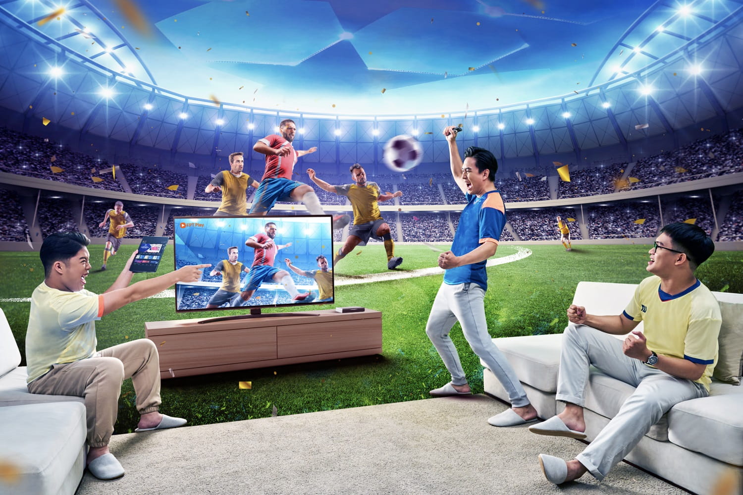 Users can enjoy unlimited movies, football leagues, and other entertainment programs with FPT Play.