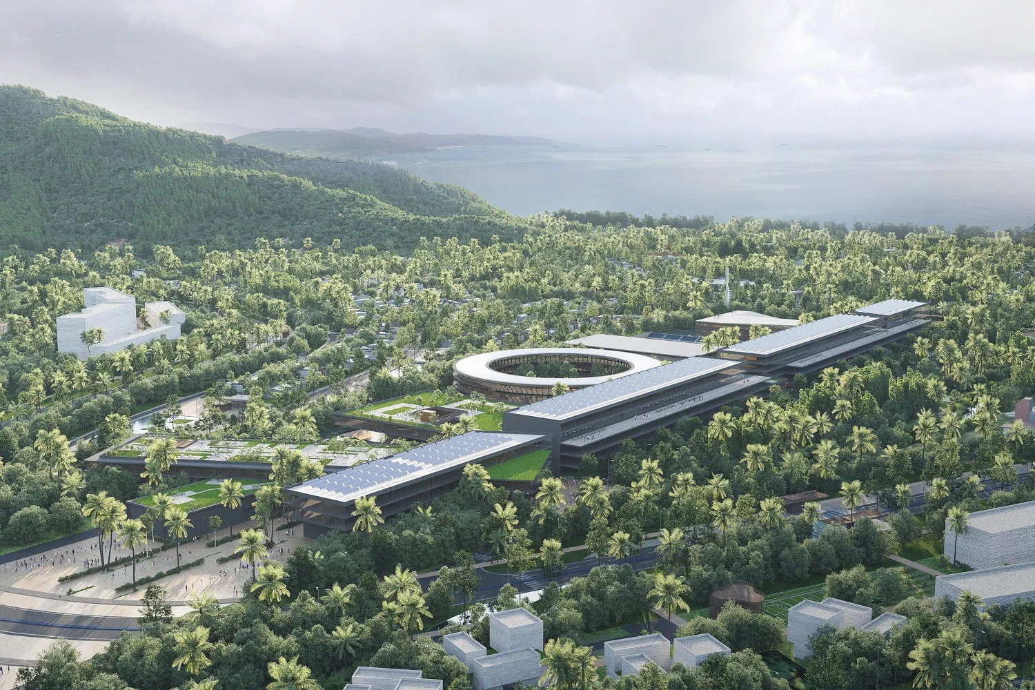 3D view of FPT Software's Technology Center for Research, Production, and Training in Quy Hoa Valley