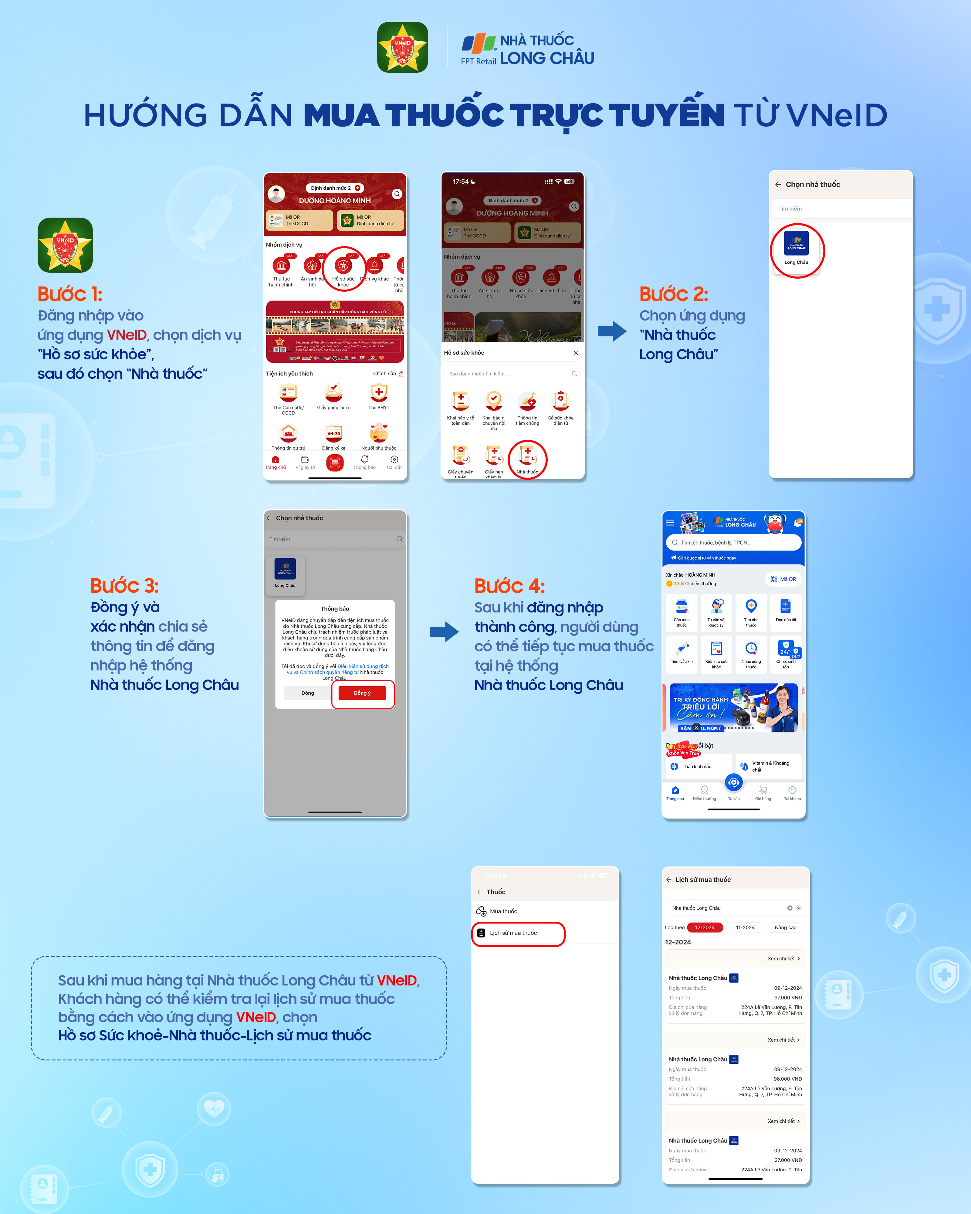 Hướng dẫn mua thuốc trực tuyến từ VNeID