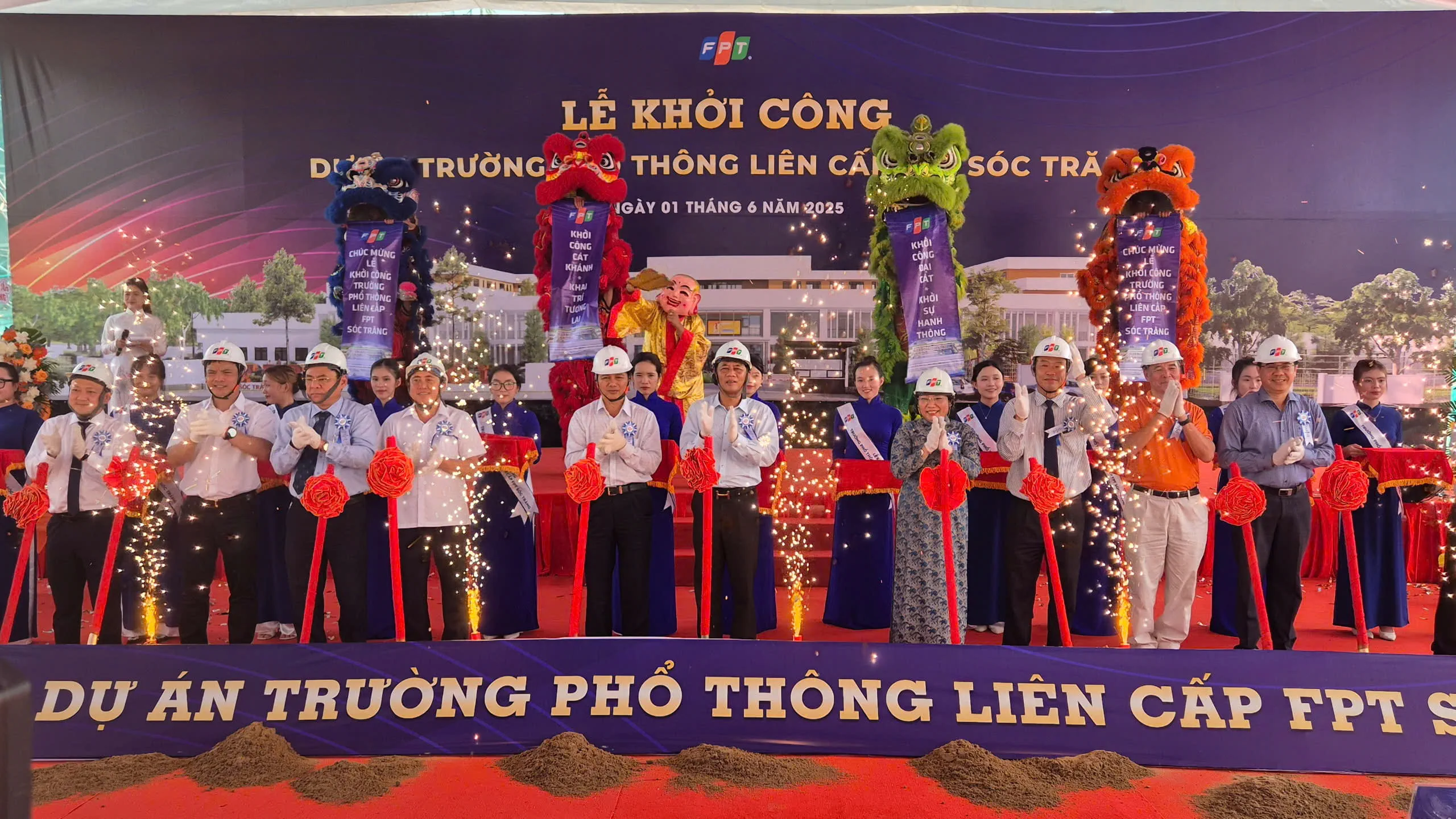 Groundbreaking ceremony of FPT Inter-level School Soc Trang (Photo: SGGP)