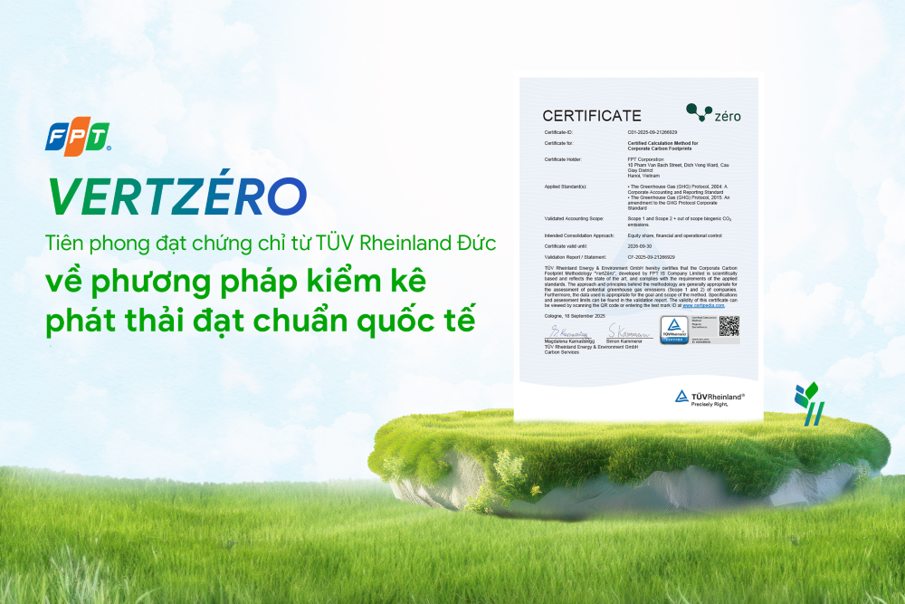 VertZéro – a Made by FPT solution, pioneering in achieving TÜV Rheinland Germany’s certification for internationally standardized emission accounting methodology.
