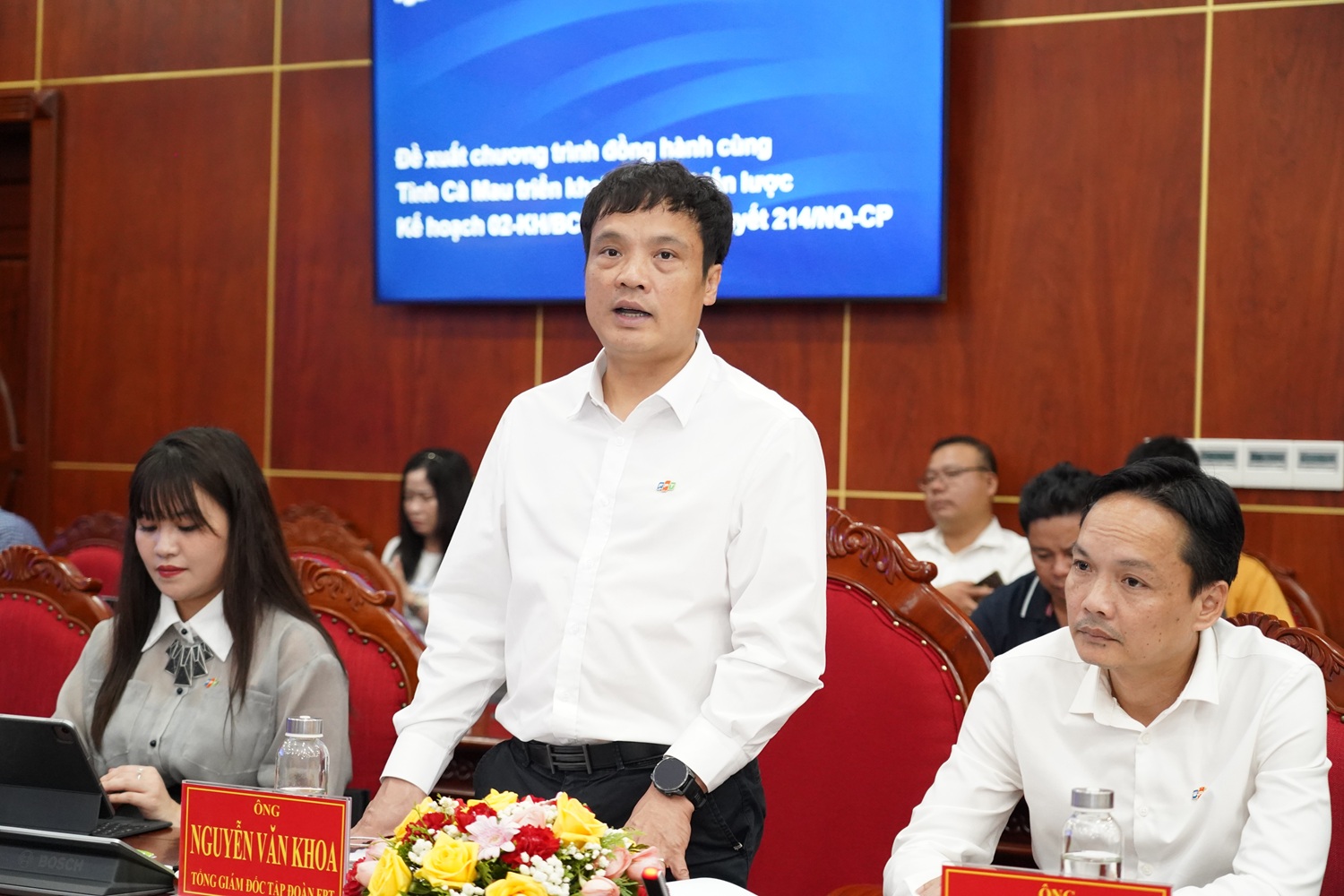 Tổng giám đốc Tập đoàn FPT Nguyễn Văn Khoa chia sẻ tại buổi lễ.
