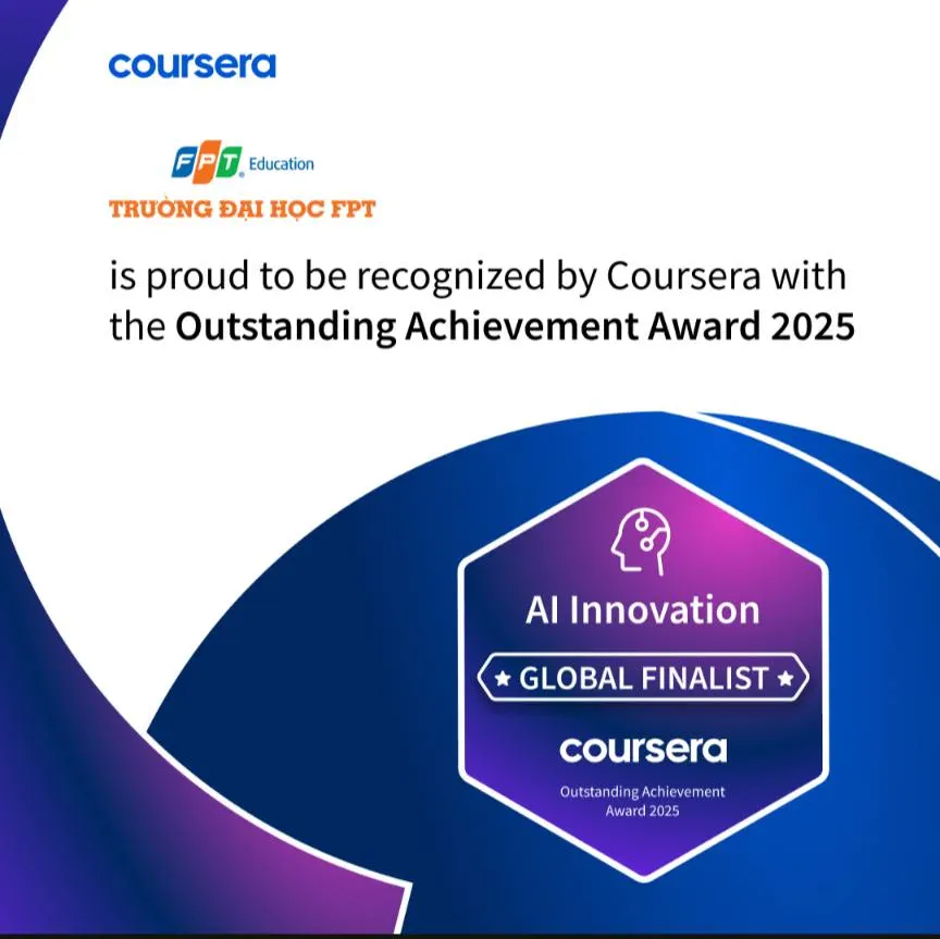 FPT University honored with the Outstanding Achievement in AI Innovation Award by Coursera.