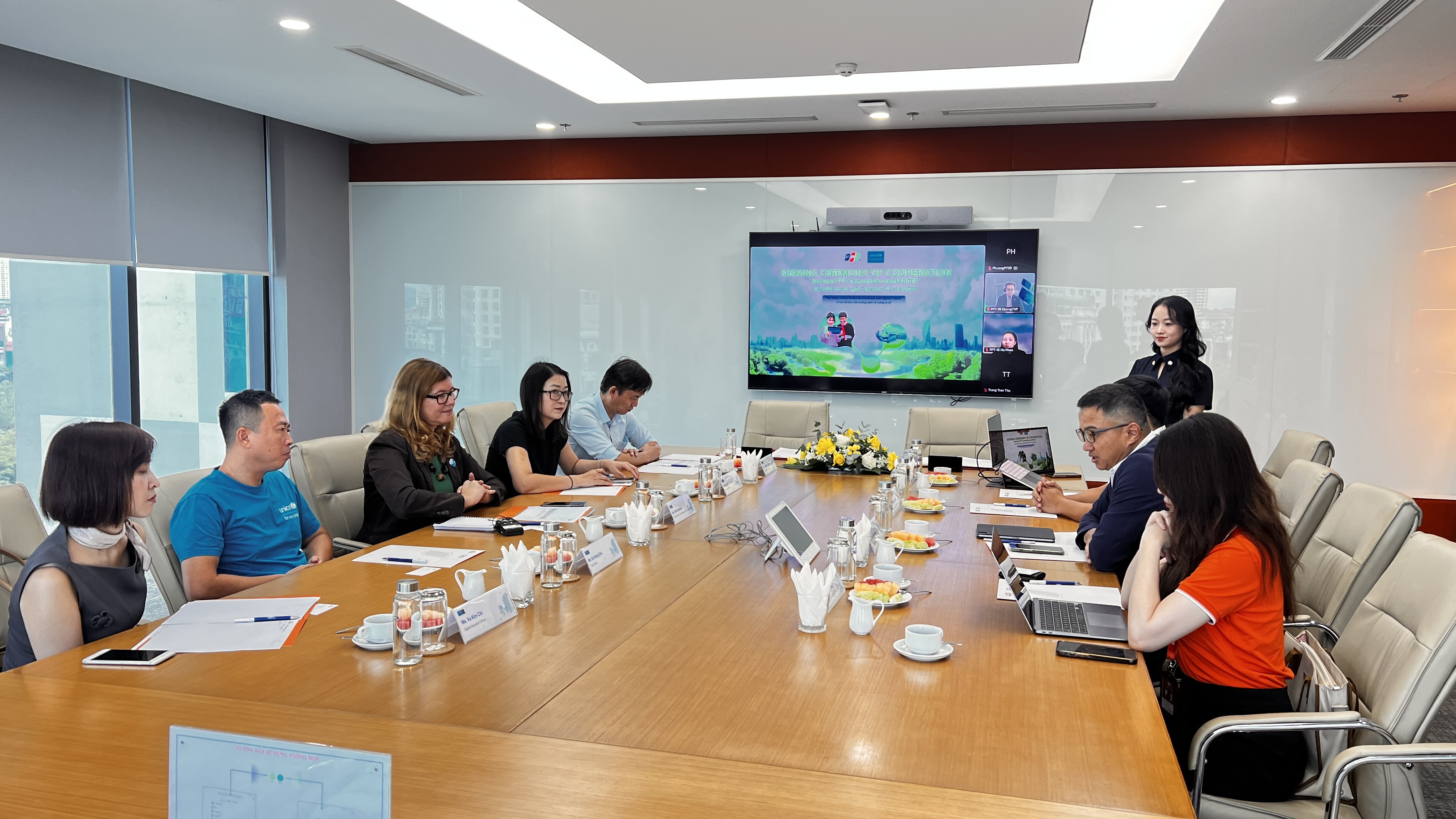 The agreement between UNICEF and FPT focuses on three key areas of collaboration. Photo: UNICEF Viet Nam/Truong Viet Hung
